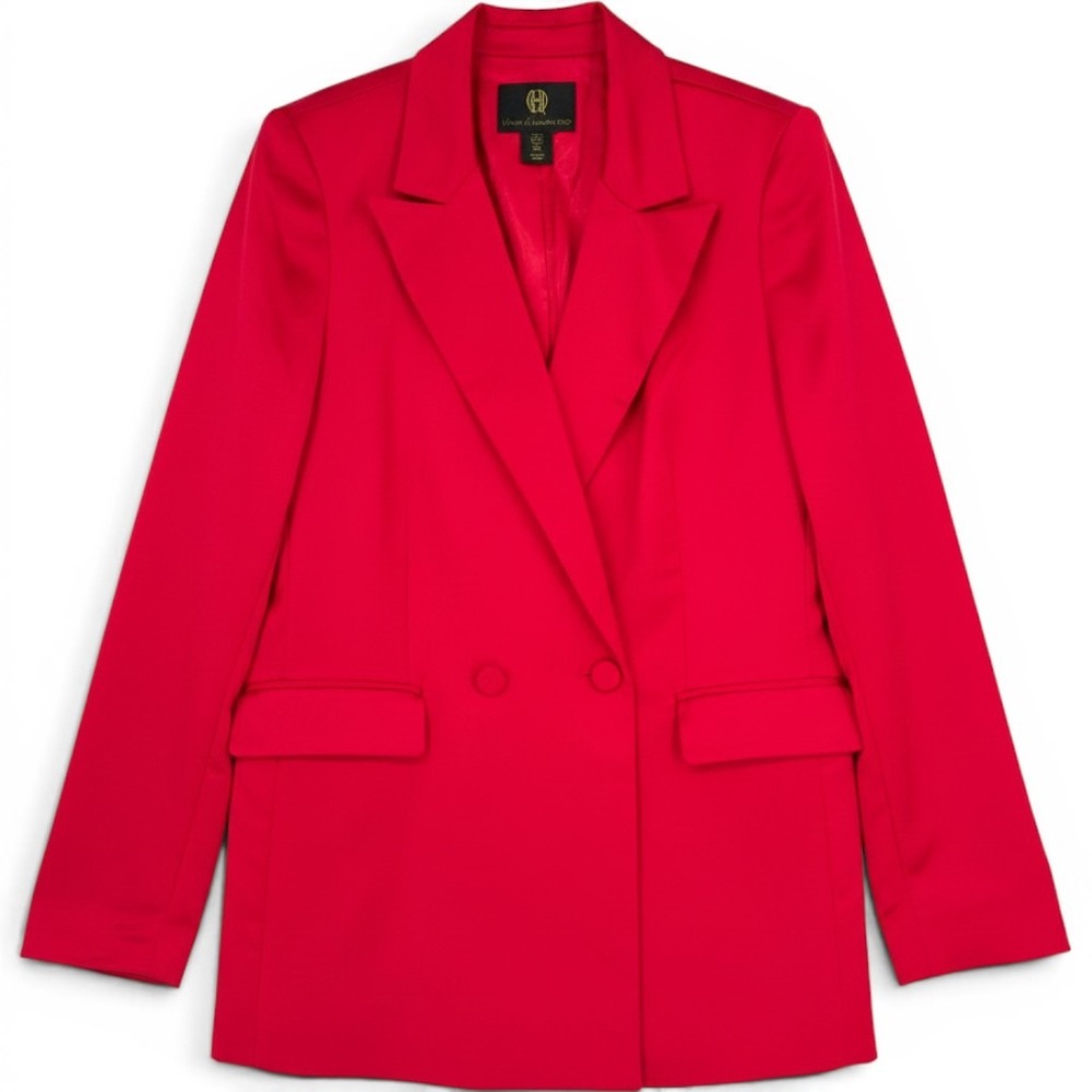 House of Harlow 1960 Red Double Breasted Blazer Jacket Size Medium‎ Peak Lapel